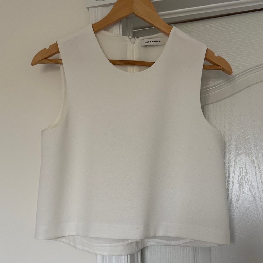 Club Monaco Cream Sleeveless Crop Tank